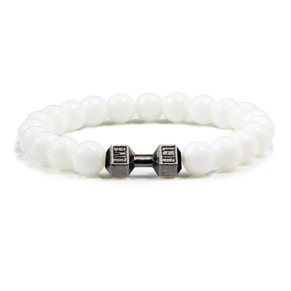 Natural Stone and Metal Dumbbell Bracelets