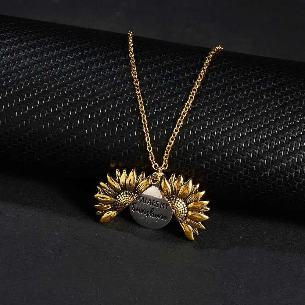 Double-Layer Necklace with Sunflower Pendant