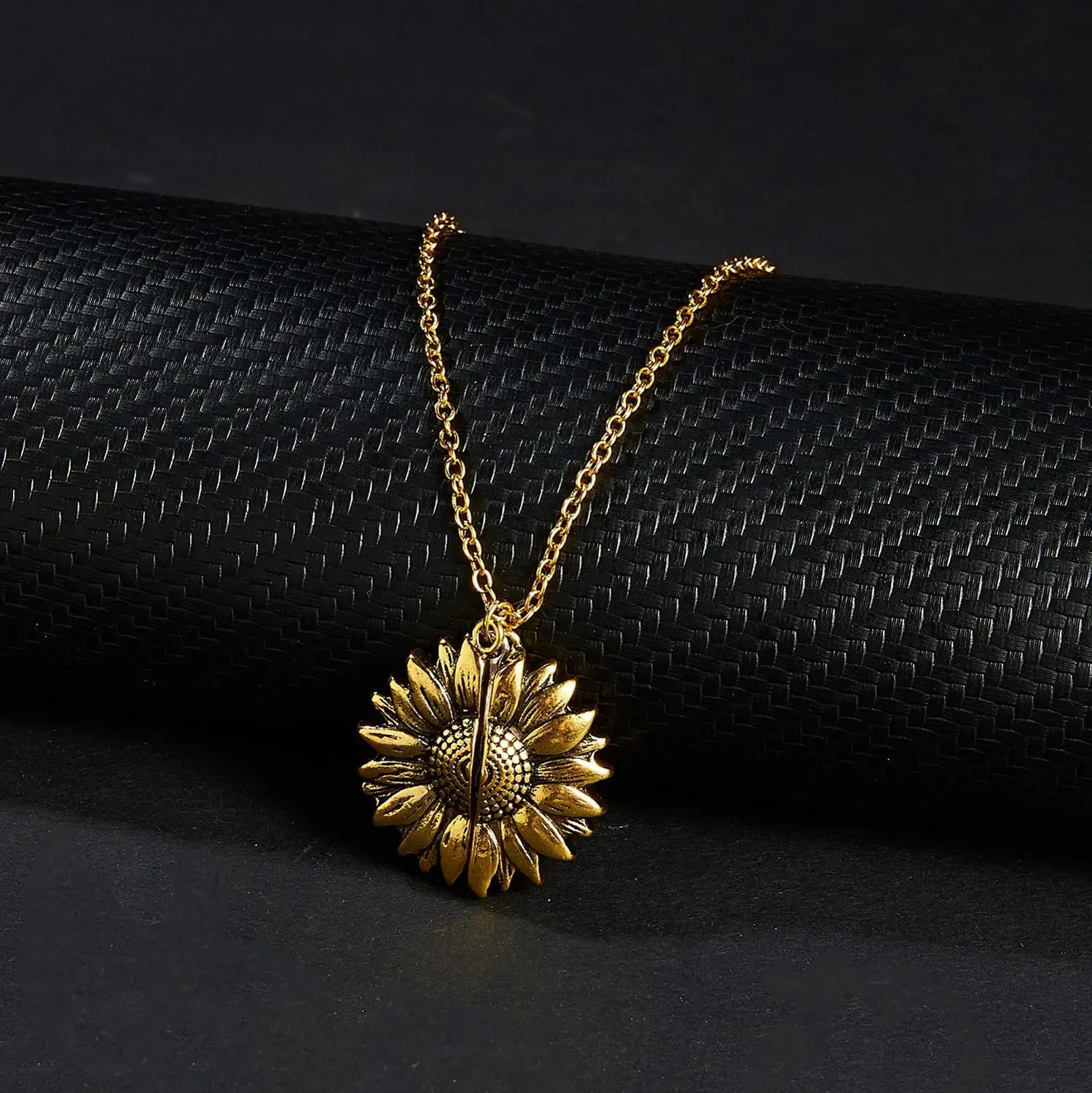 Double-Layer Necklace with Sunflower Pendant