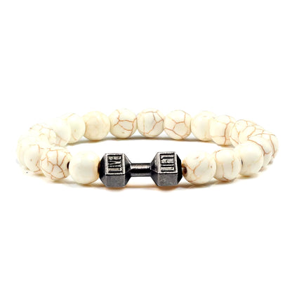 Natural Stone and Metal Dumbbell Bracelets