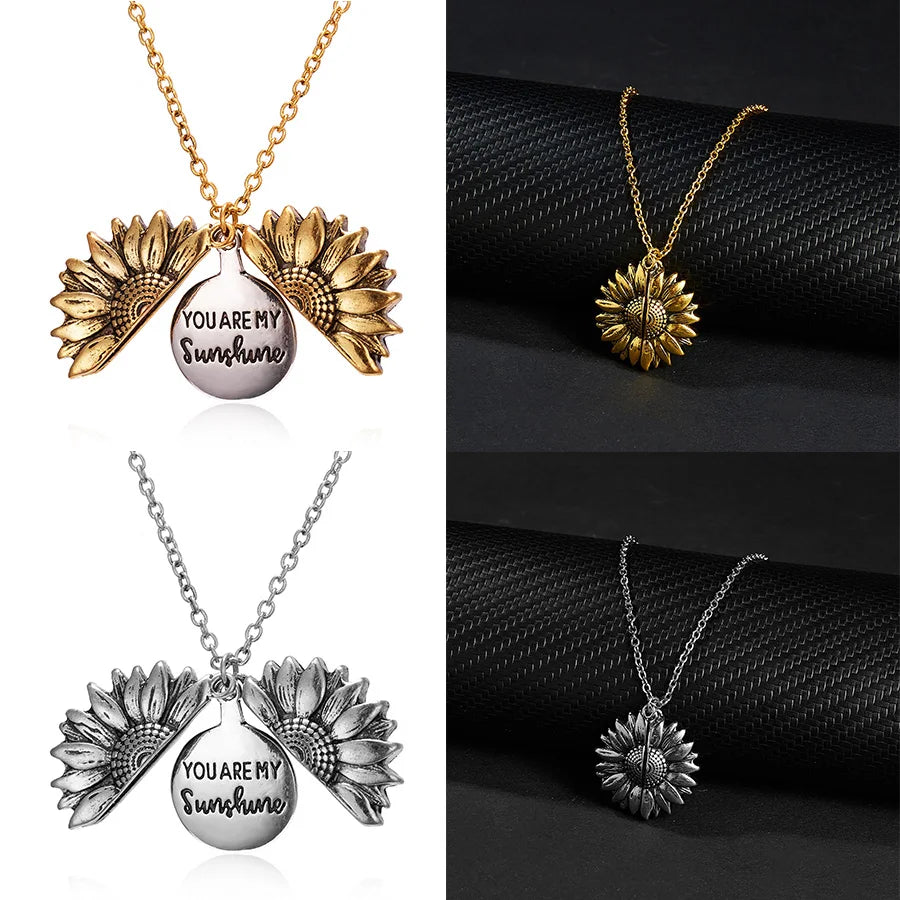 Double-Layer Necklace with Sunflower Pendant