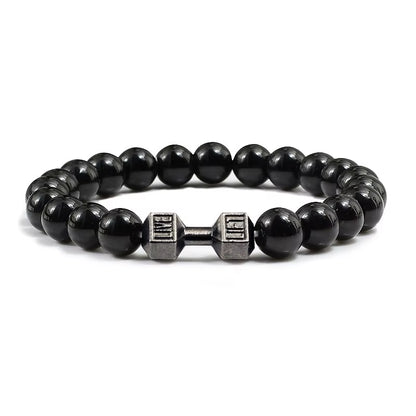 Natural Stone and Metal Dumbbell Bracelets