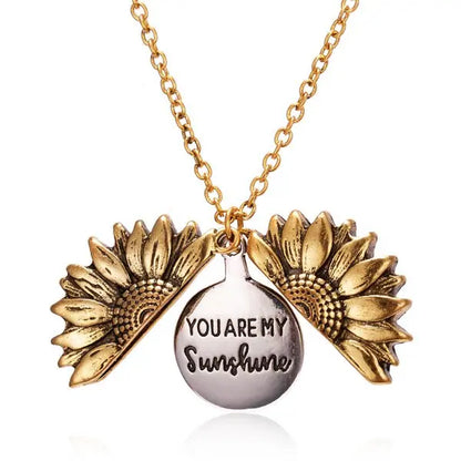 Double-Layer Necklace with Sunflower Pendant