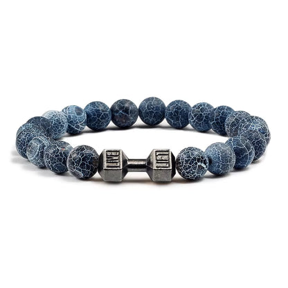 Natural Stone and Metal Dumbbell Bracelets